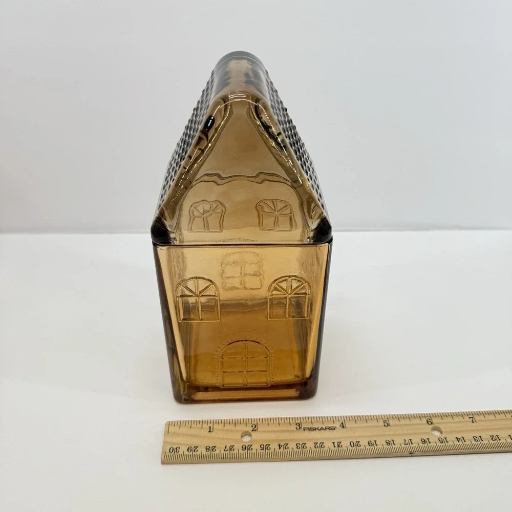 Target Amber Glass Gingerbread House Canister Cookie Jar Kitchen Home Decor Set